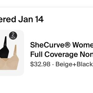 SheCurve Women's Full Coverage Bra - Beige and Black